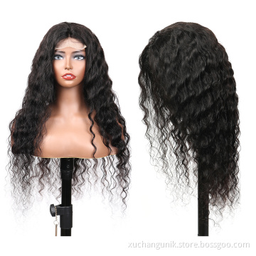 Uniky Brazilian 100% Virgin Water Wave Human Hair 4*4 Lace Frontal Virgin Human Hair Wig with Fast Shipping